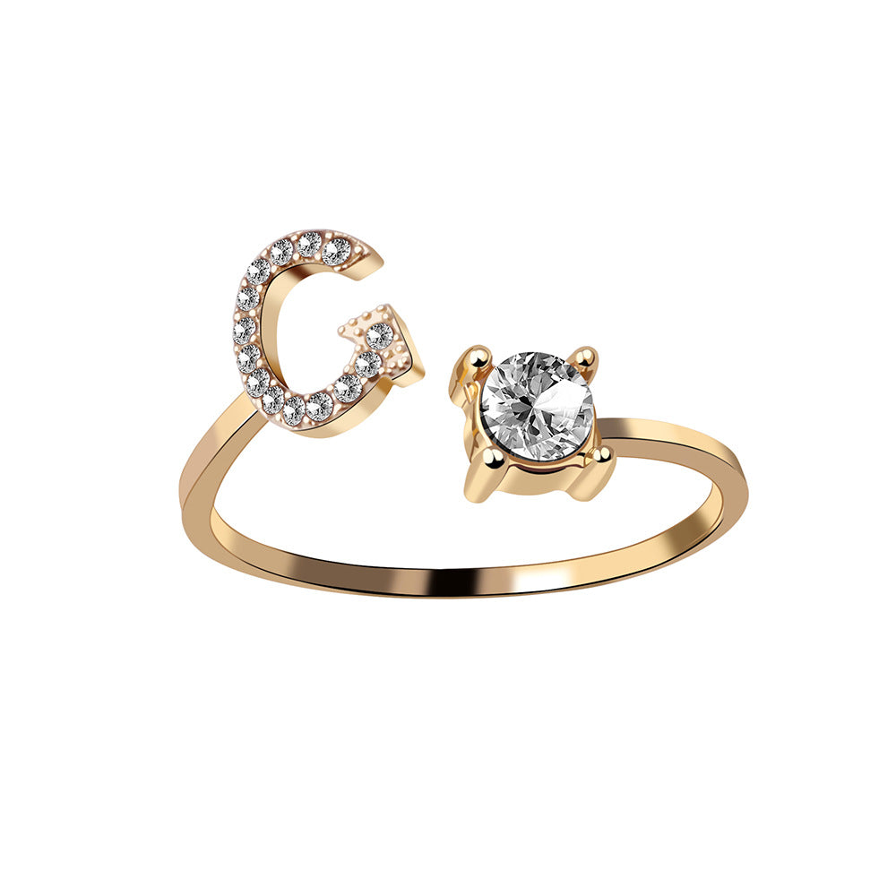New Design Adjustable 26 Initial Letter Ring Fashion Jewelry For Women Simple Elegant Jewelry New Design Adjustable 26 Initial Letter Ring Fashion Jewelry For Women Simple Elegant Jewelry